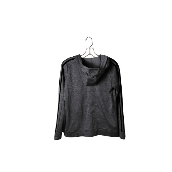 Adidas Women's Gray Blue Stripes On Sleeves Zip Up Hoodie L - Picture 2 of 6